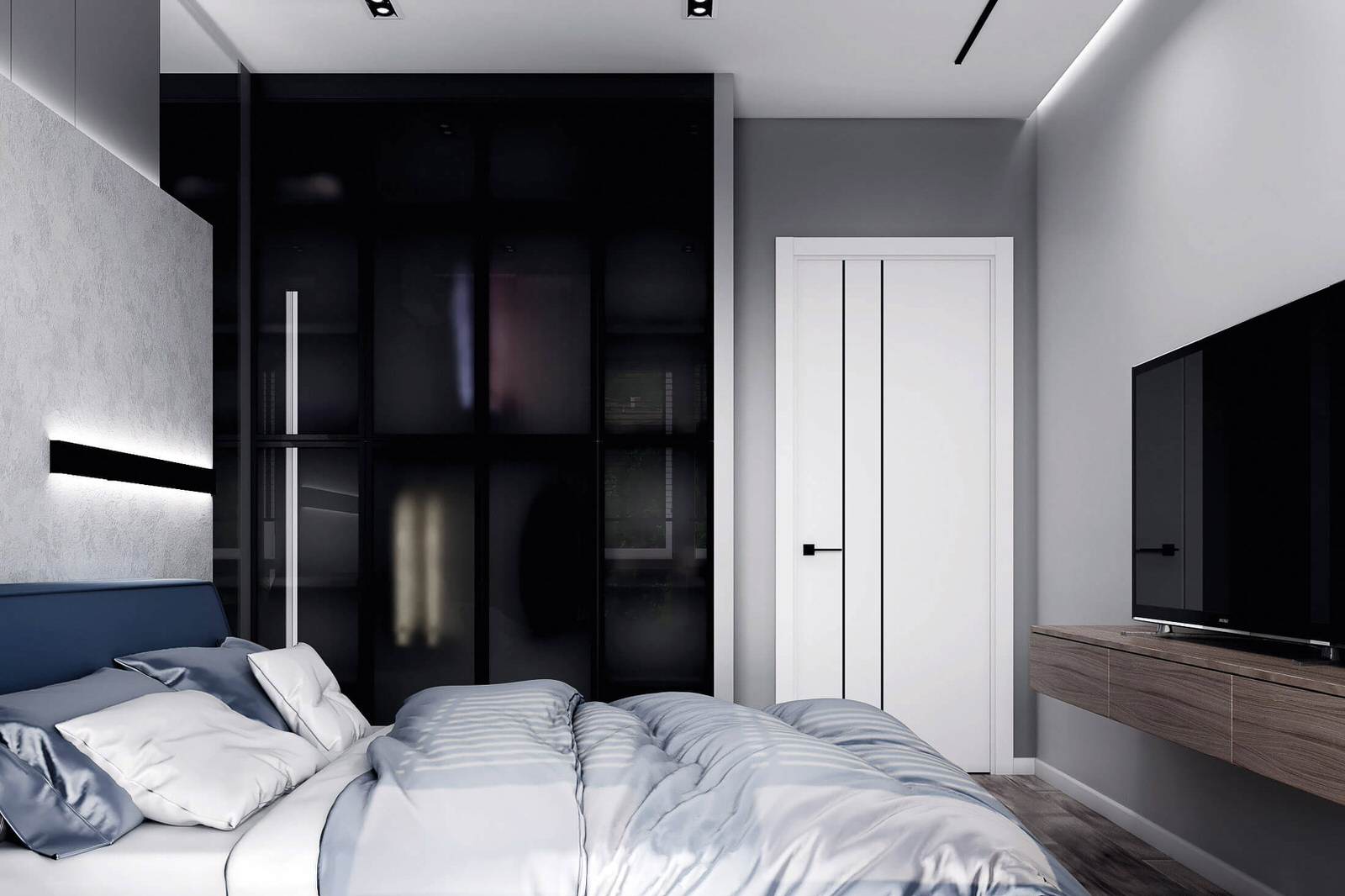 Современный дизайн в серых тонах, ЖК Панорама