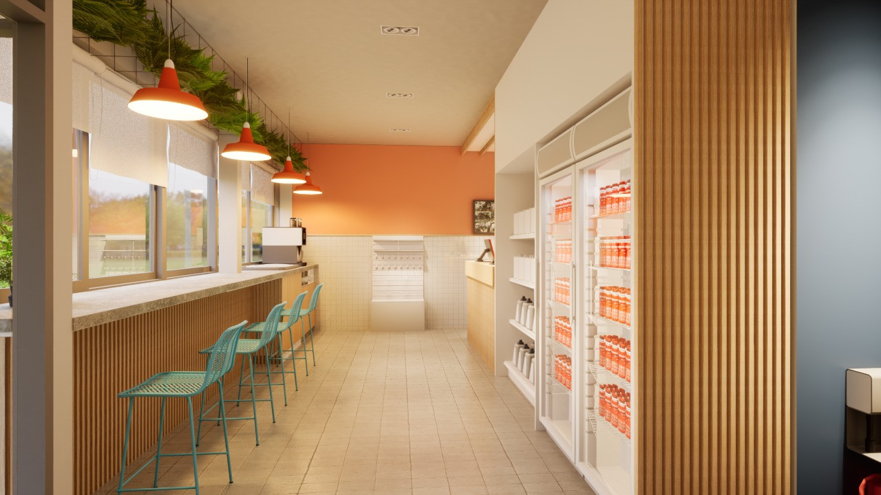 Интерьер кафе и магазина сети заправок "Апельсин", Рославль