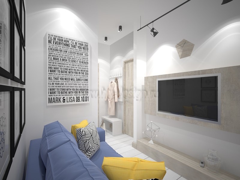 Прямоугольная студия 36 кв.м