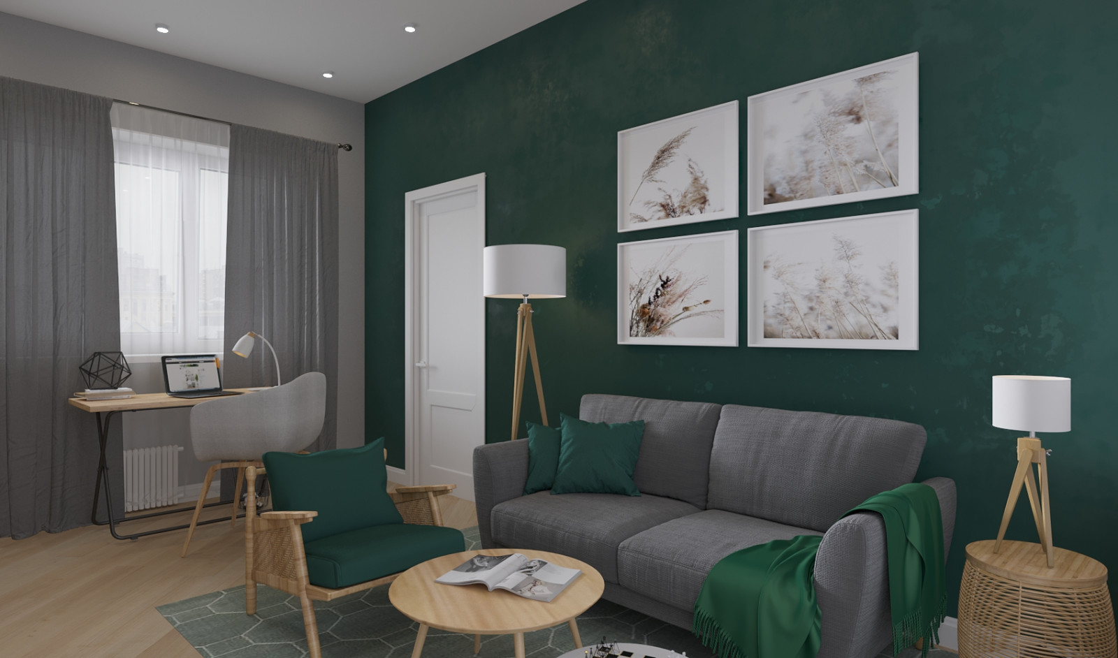 Гостиная с рабочей зоной