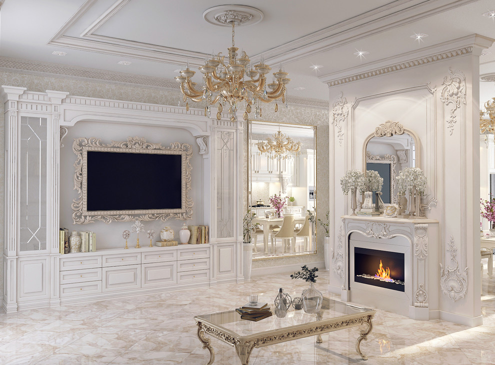 Гостиная с кухней в стиле классицизм