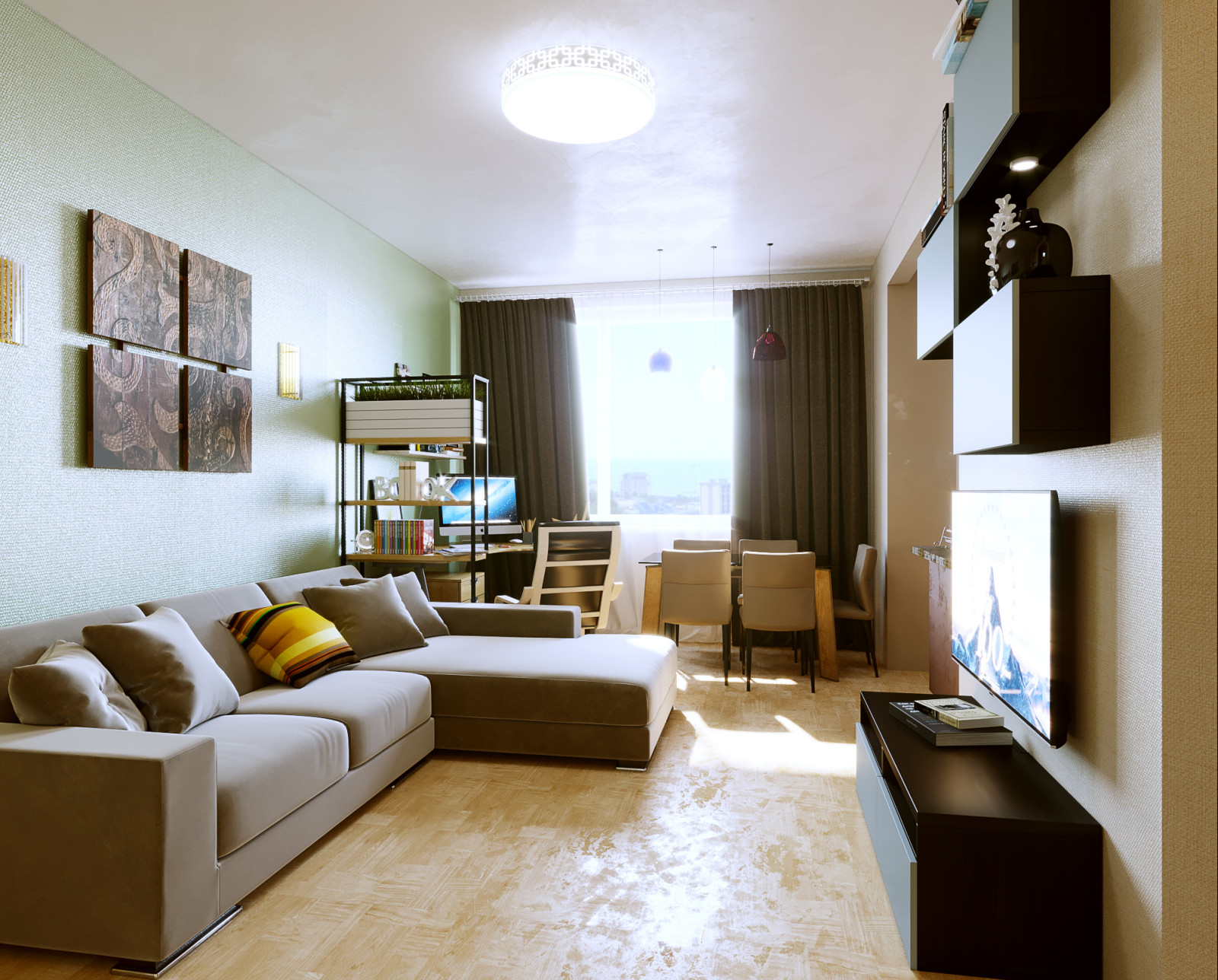 Обложка проекта: Гостиная в современном стиле общая с кухонной зоной