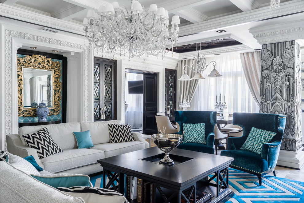 Интерьер квартиры в стиле современной классики с элементами Ар-Деко в Петербурге
