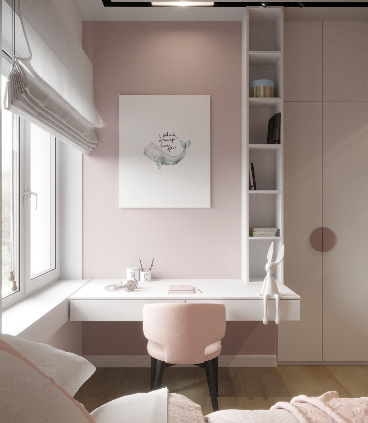 Детская спальня для девочки в проекте частного дома с. Рощино