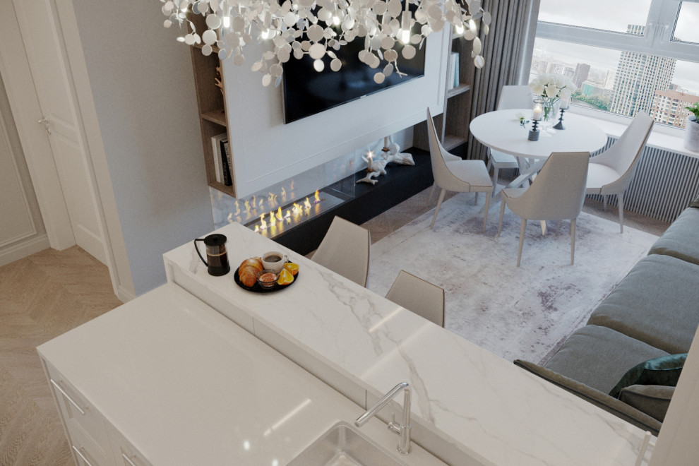 Дизайн проект квартиры в стиле легкая классика ЖК Сердце столицы