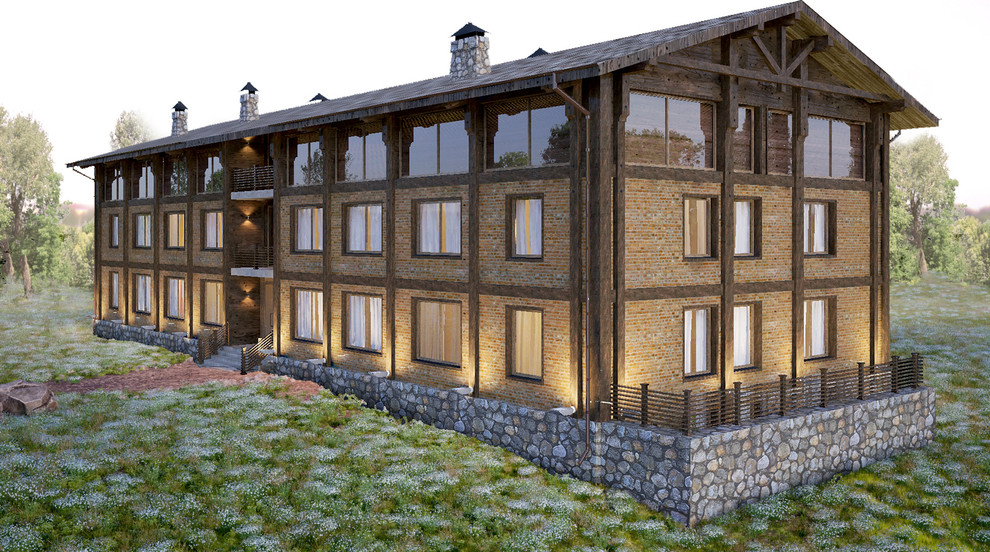 Передний фасад гостиницы в Мурманской Области.