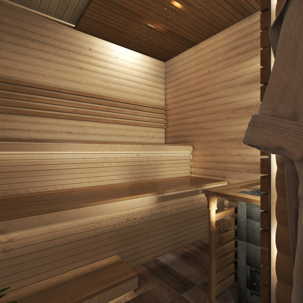 Интерьеры двухэтажной бани. Парная(вариант 2)