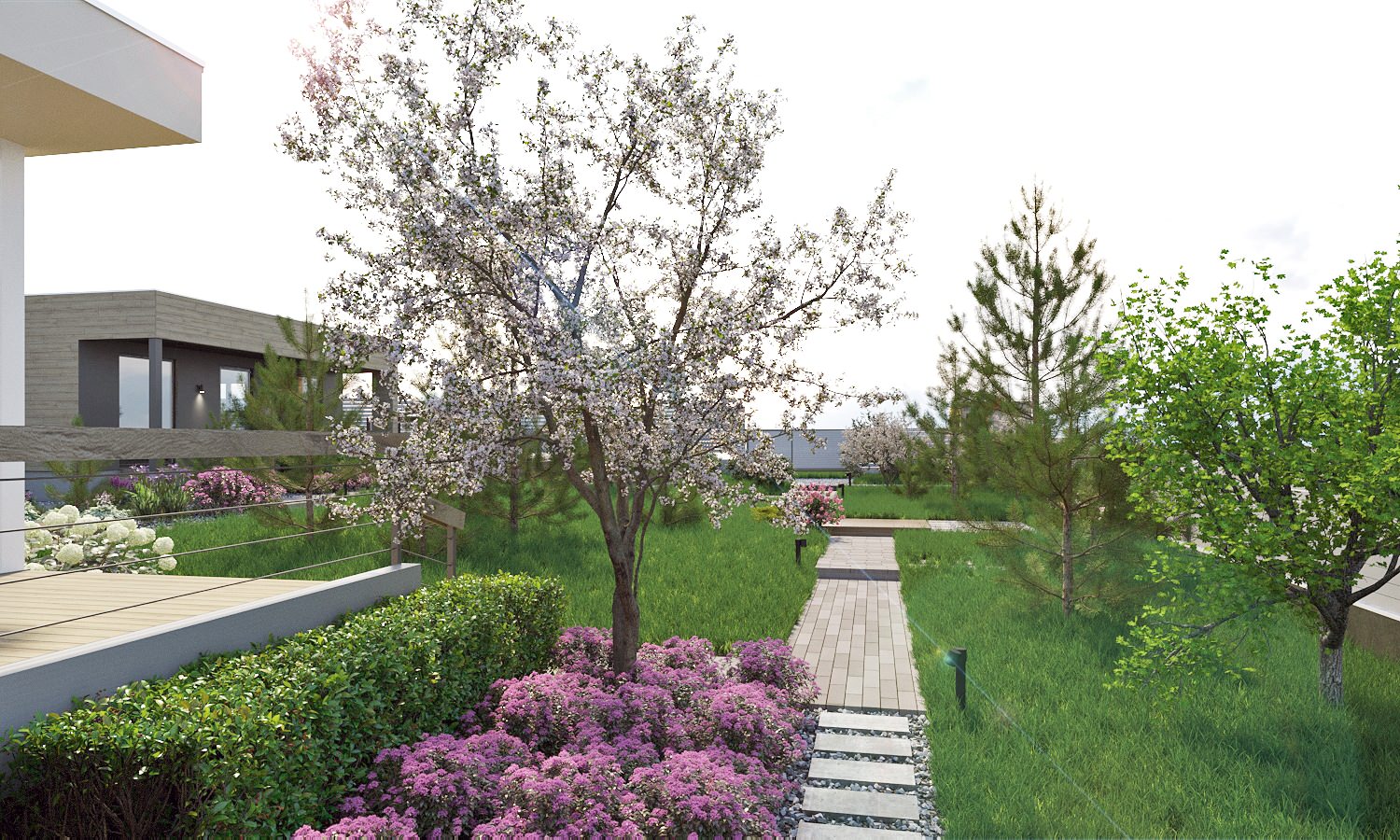 Ландшафтная архитектура участка частного жилого дома в п. Емельяновская горка