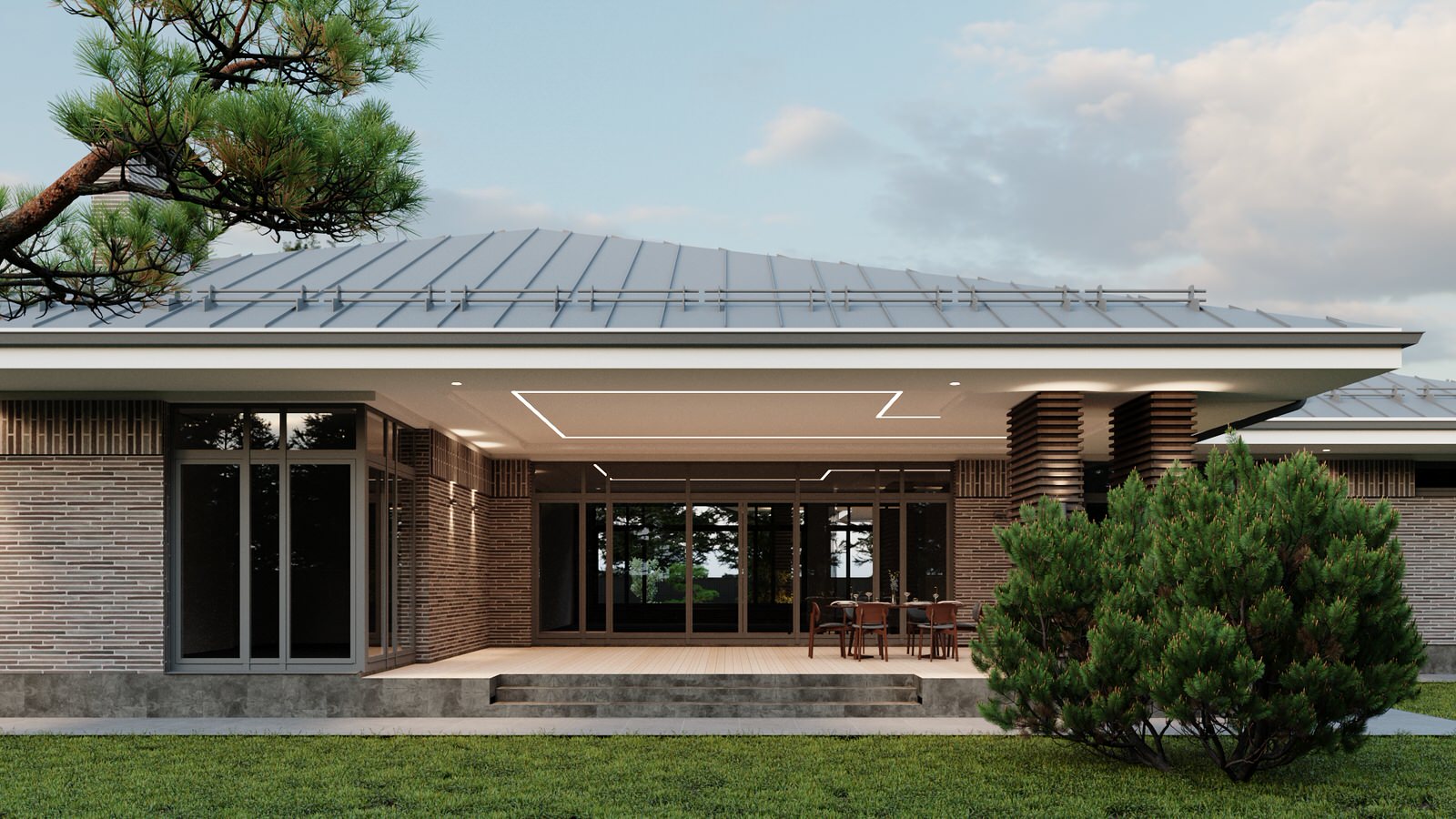 одноэтажный дом в живописном мест