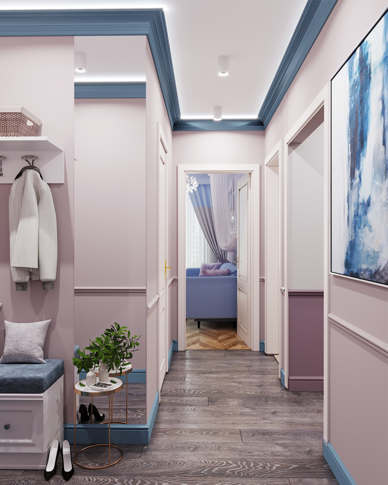 Дизайн-проект 2-х комнатной квартиры 55 м кв, в неоклассическом стиле