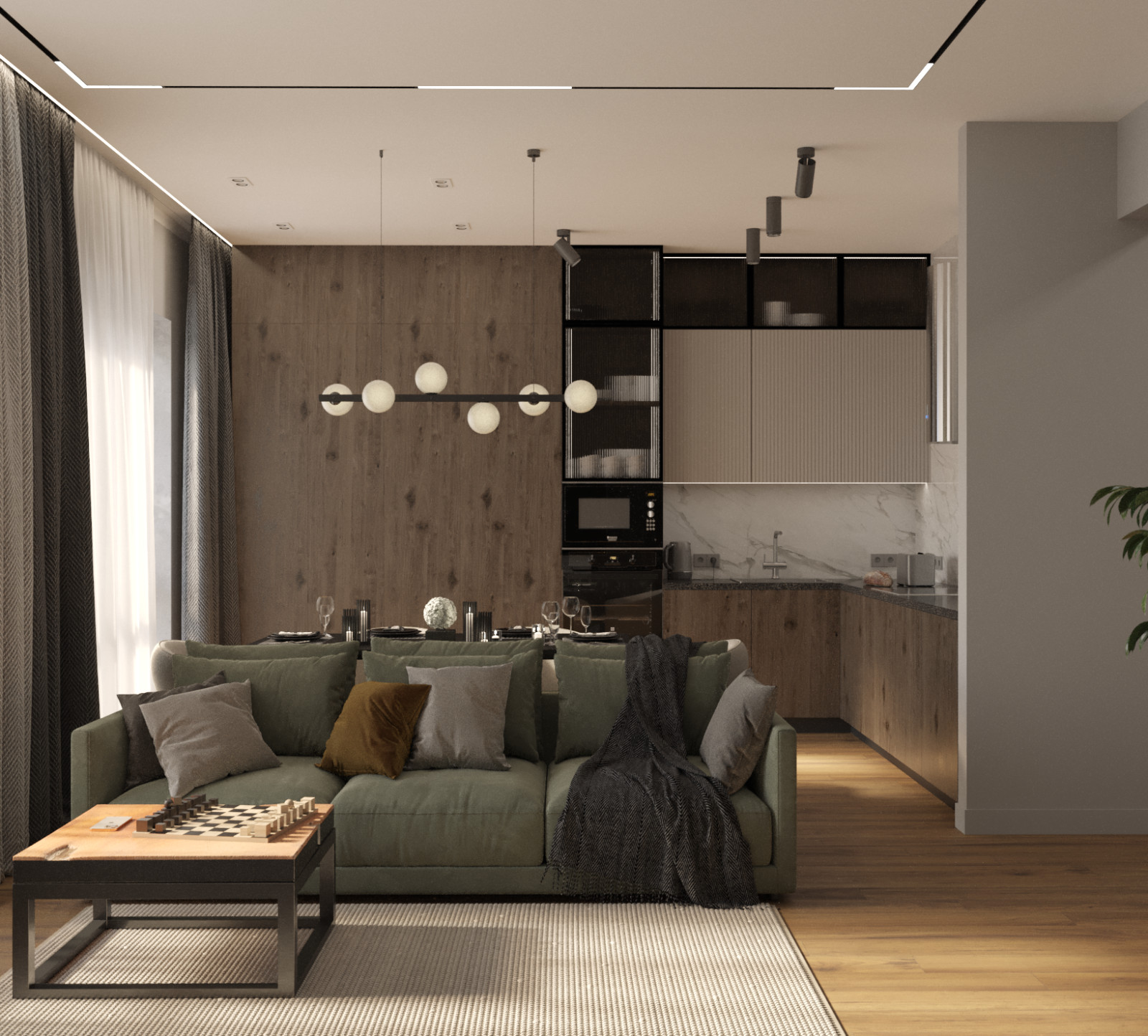 Кухня-гостиная в загородном доме