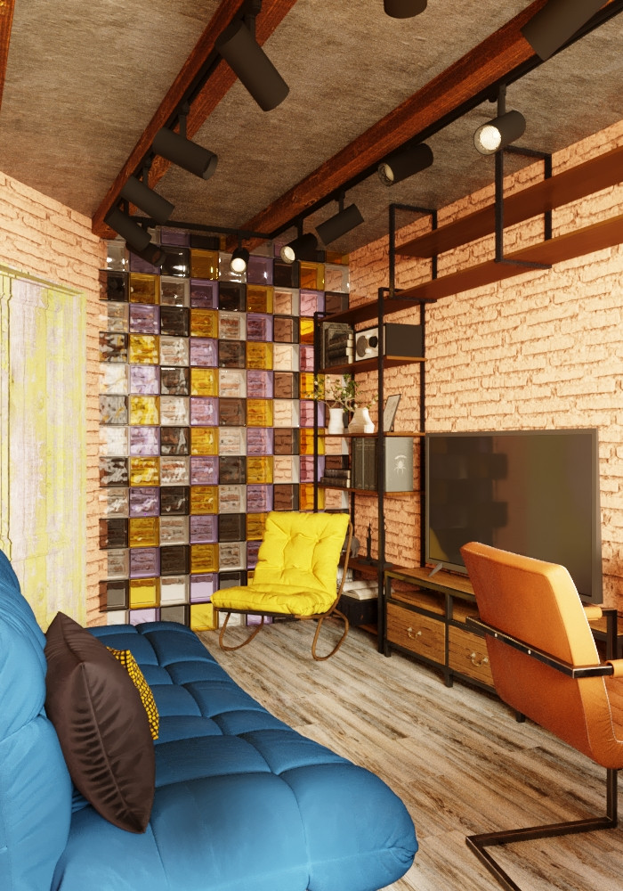 Проект однокомнатной квартиры в стиле лофт