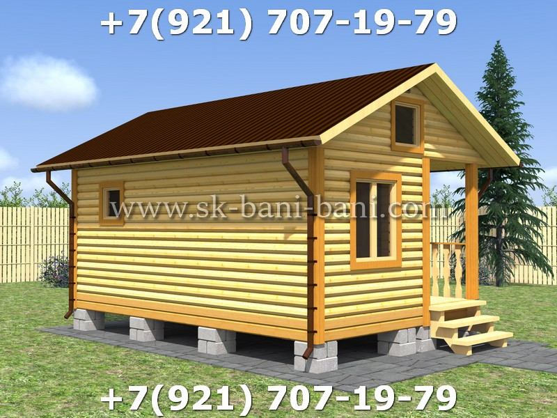 Обложка проекта: Баня 4х6 из сухого бруса 140х140 под ключ