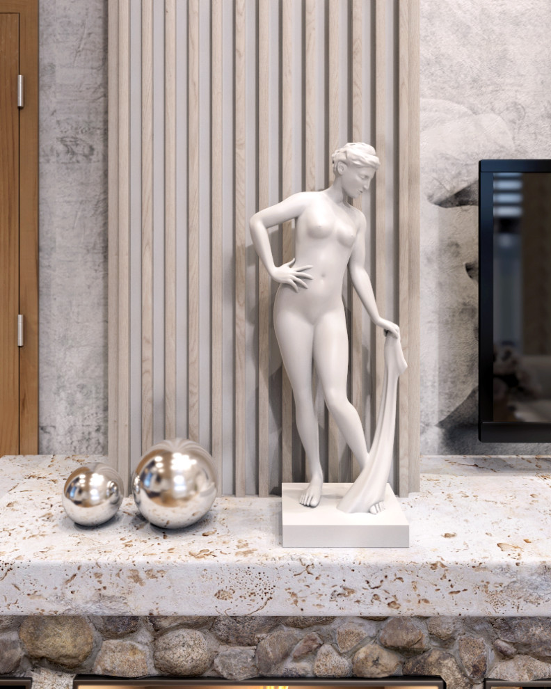 Дизайн проект гостиной с кухней в загородном доме