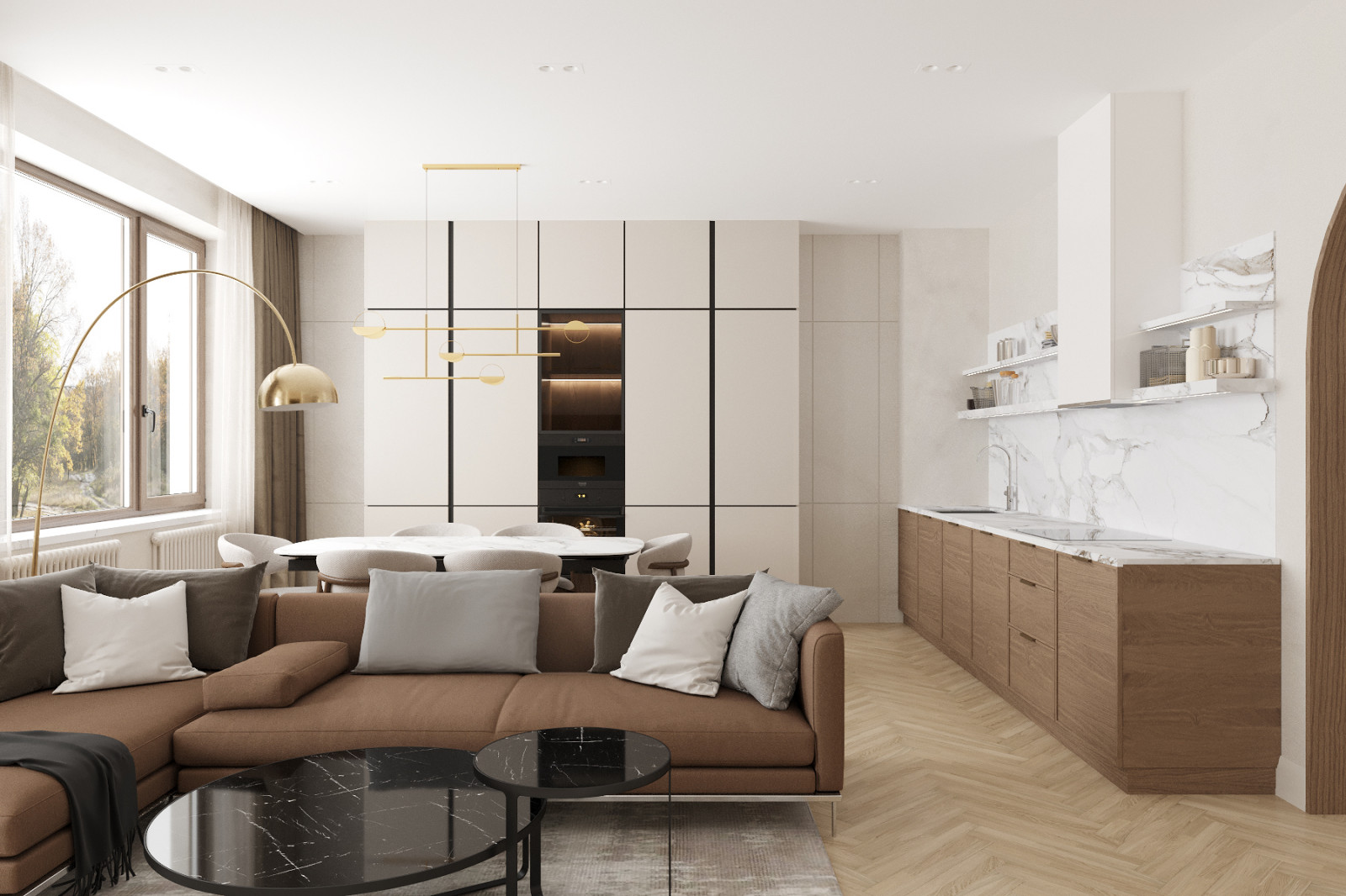 Современный таунхаус в теплой бежевой гамме