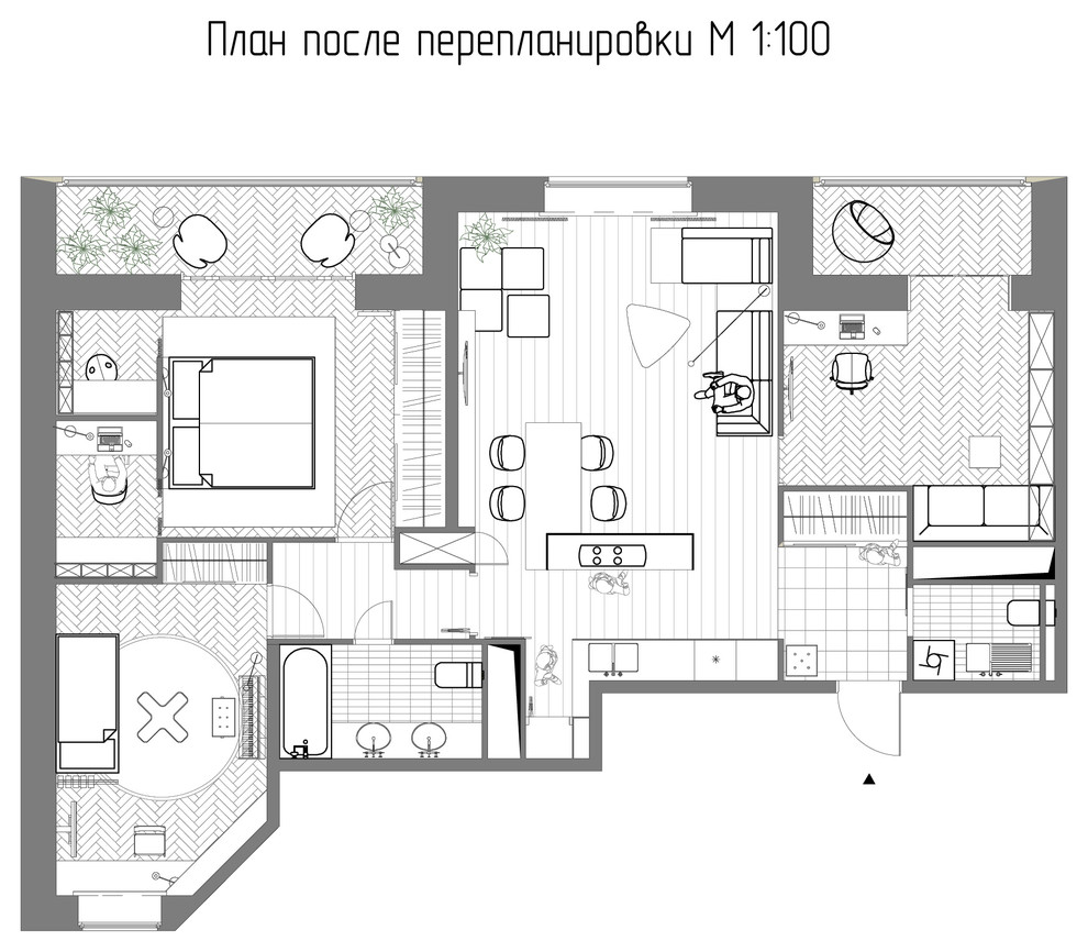 Перепланировка двухкомнатной квартиры в Санкт-Петербурге