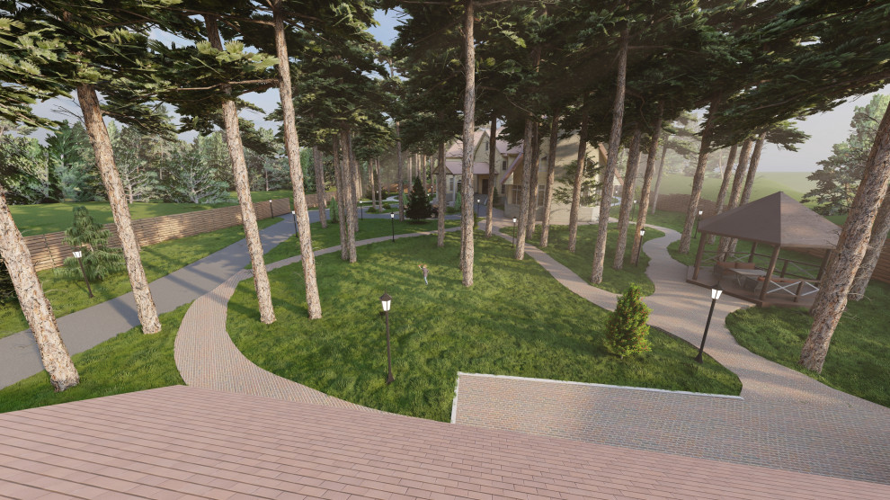 Обложка проекта: Визуализация загородного участка в лесу