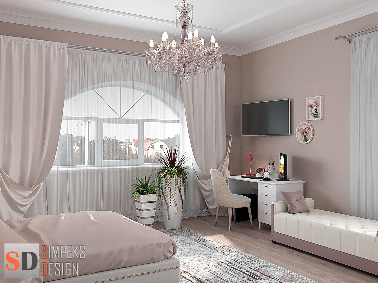 Розовые обои на стенах