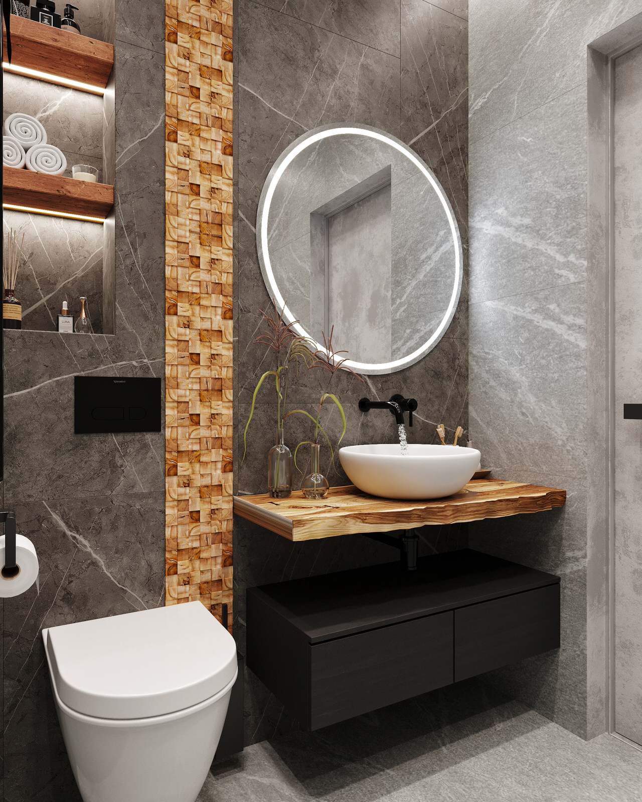 Трехкомнатная квартира для семьи из 4 человек с монохромным интерьером