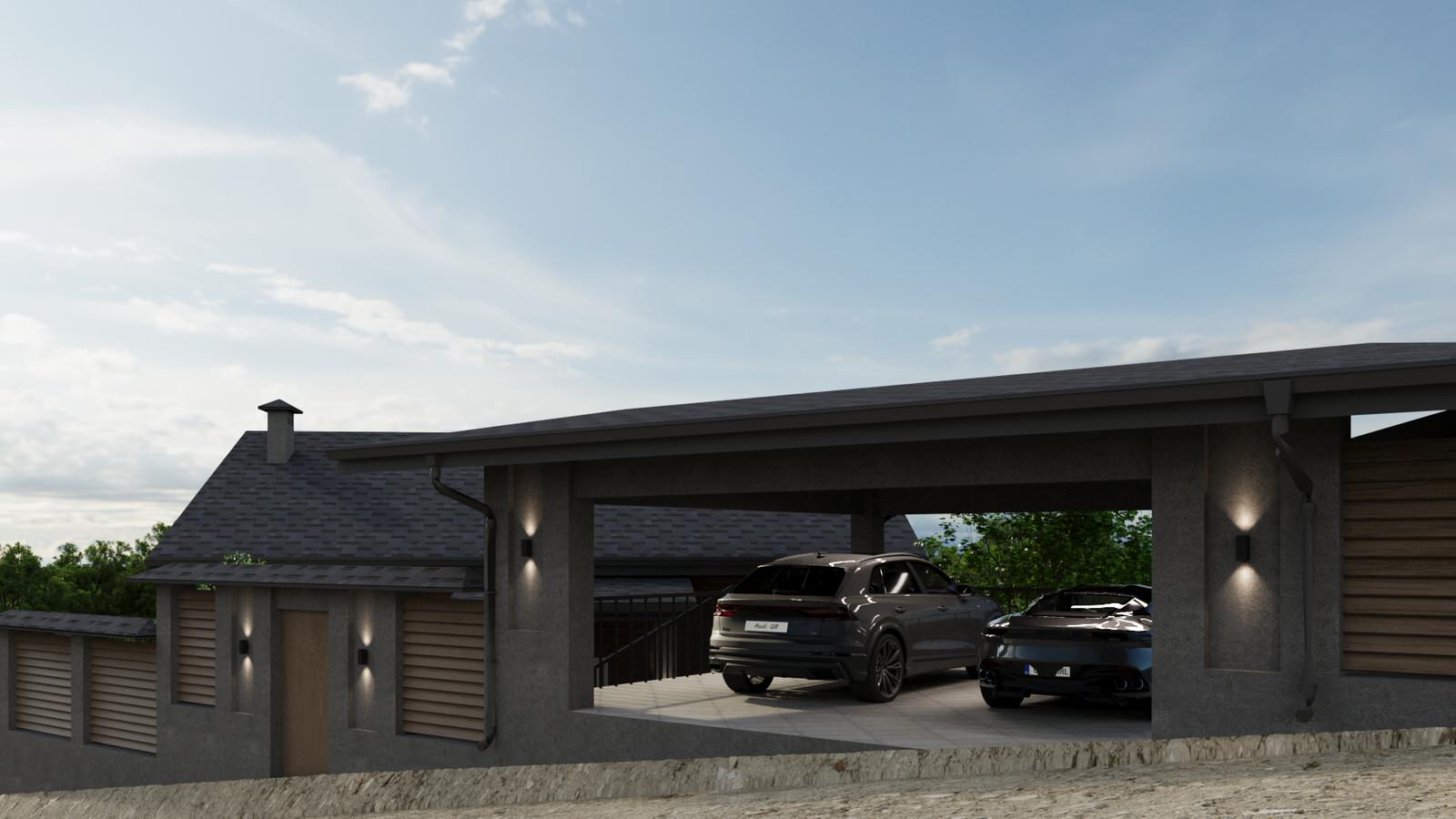 2-х этажный дом на уклоне с мансардным этажом