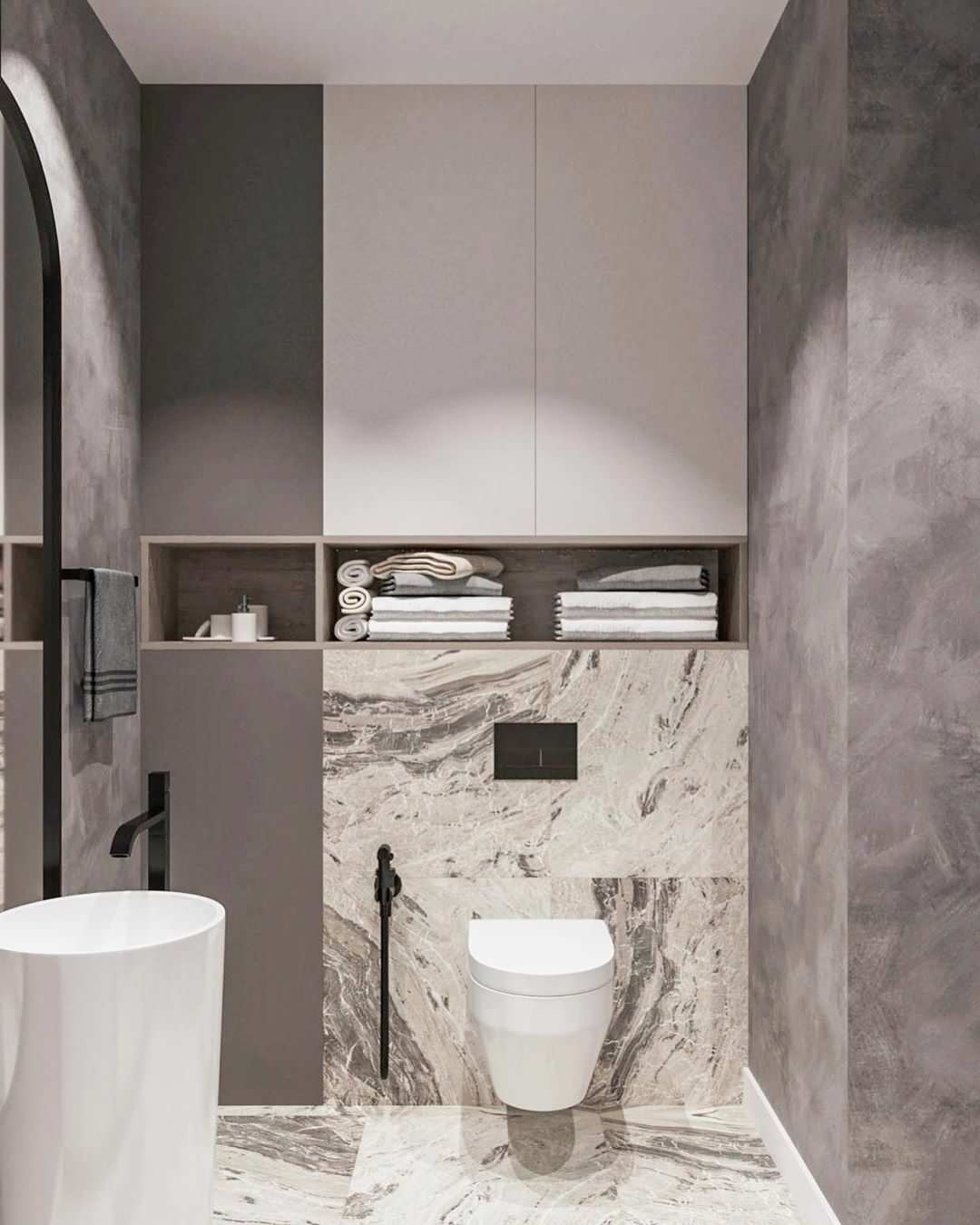 Дизайн-проект санузла в эко стиле и лофте в квартире во Владивостоке