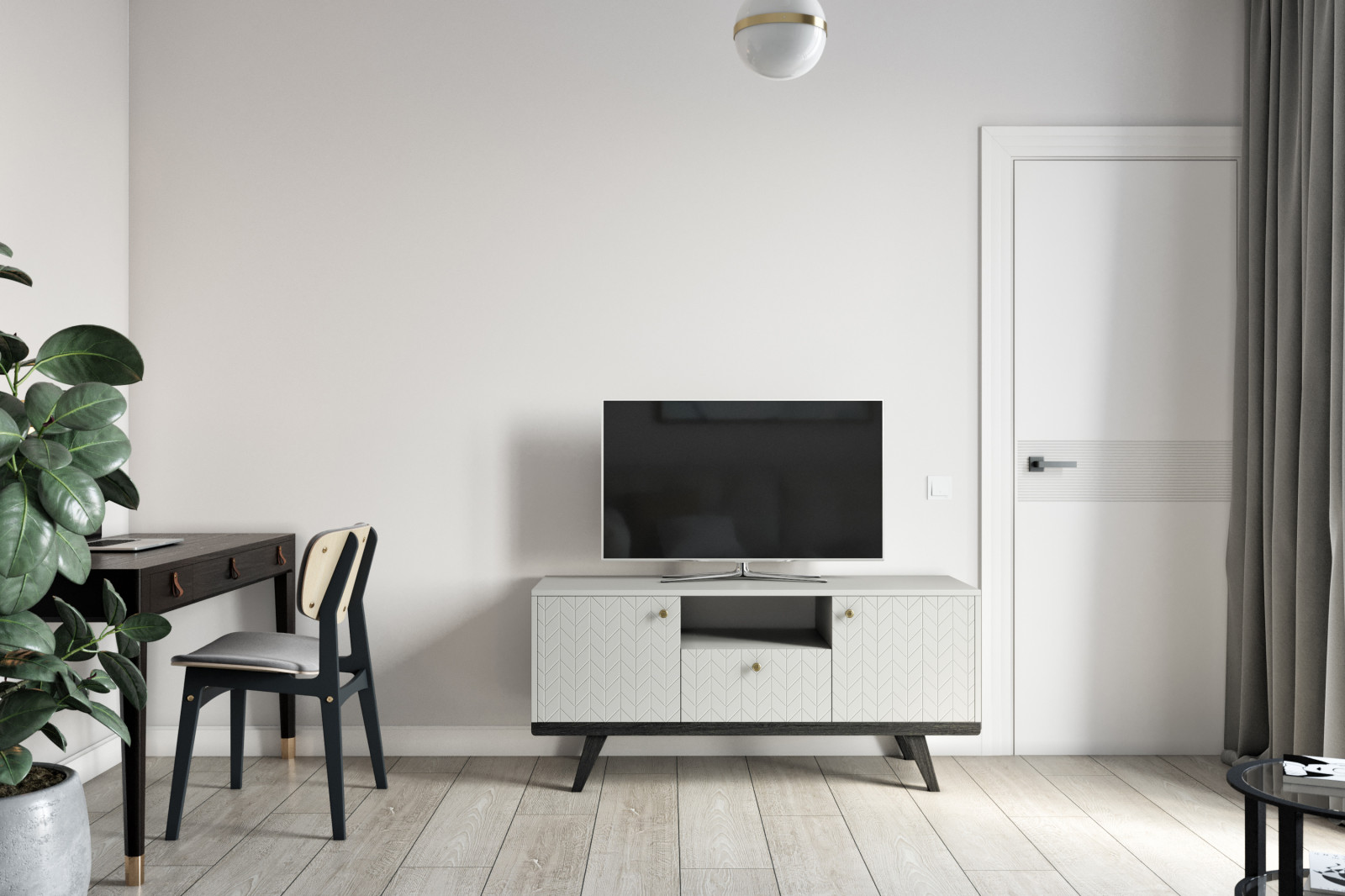 Дизайн квартиры в современном стиле. Цветные акценты и библиотека в 90 м. кв.