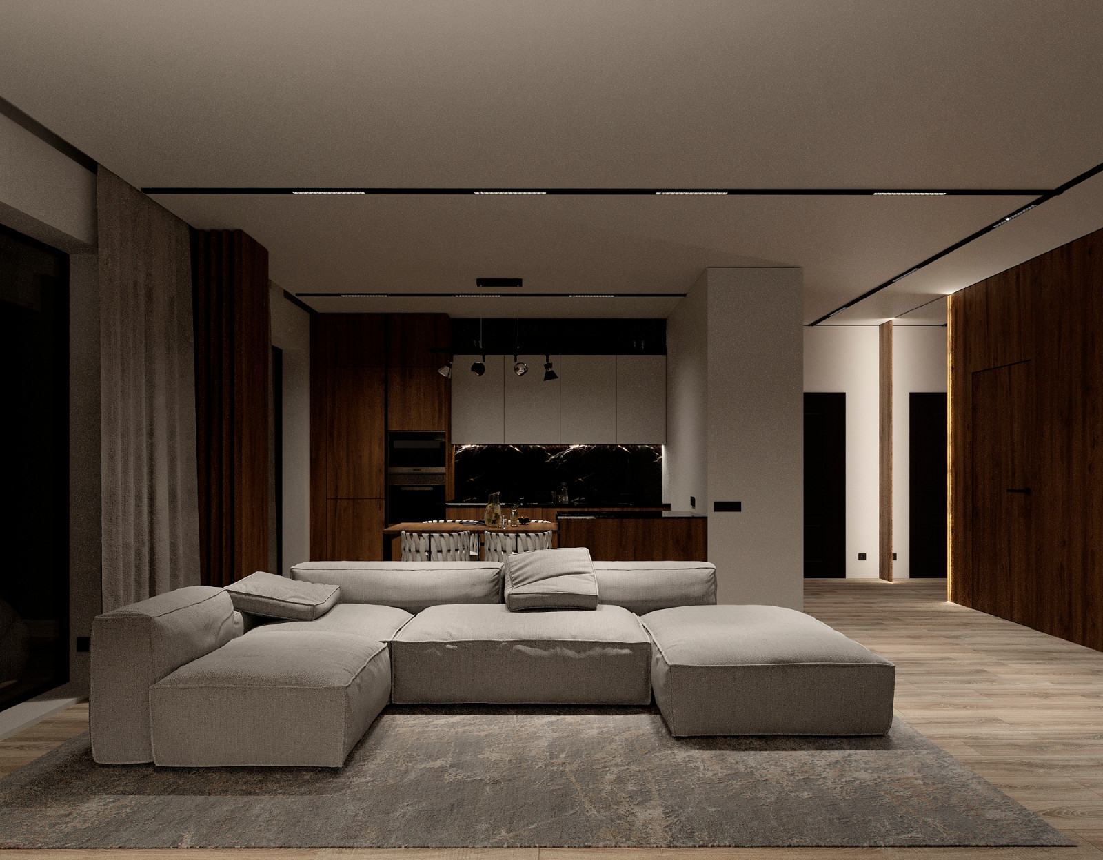 Дизайн концепция кухни-гостиной