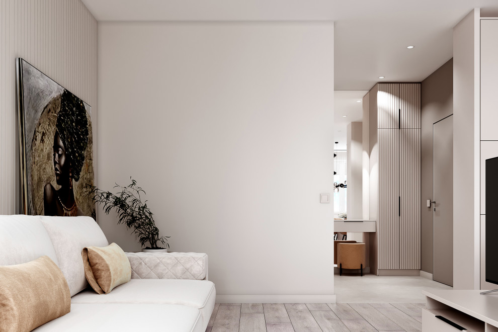 Светлый дизайн квартиры студии