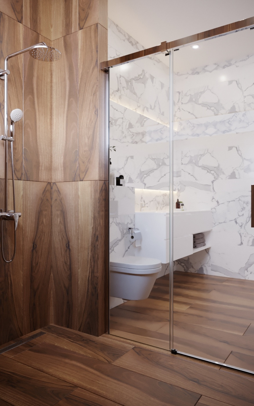 Санузел. Дизайн-проект коттеджа в Московской области