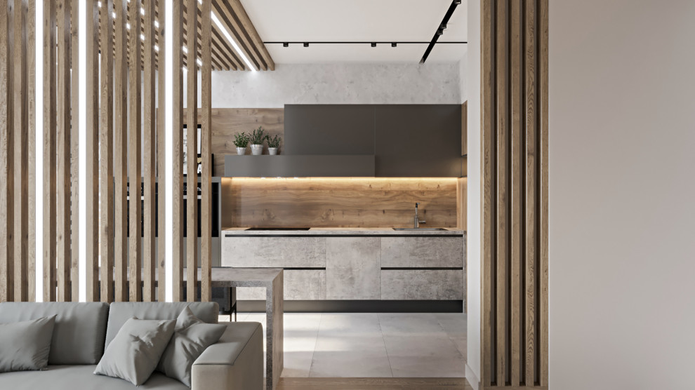 Вид на кухню из гостиной