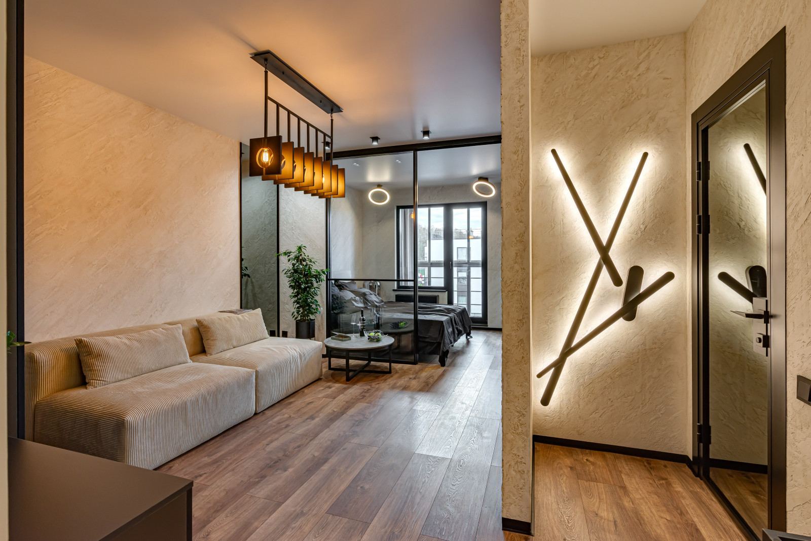 ЖК САМПО. 1-комнатная квартира в брутальном стиле, "от бетона" до заселения