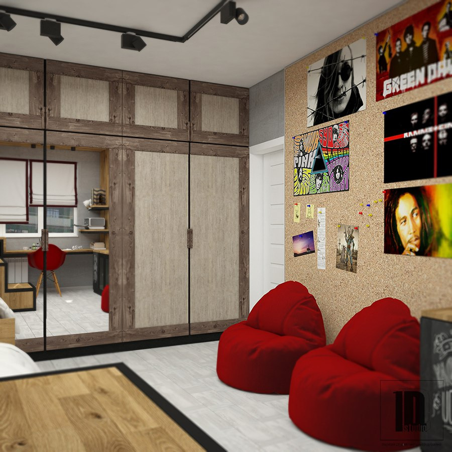 Детская комната, шкаф и зона отдыха