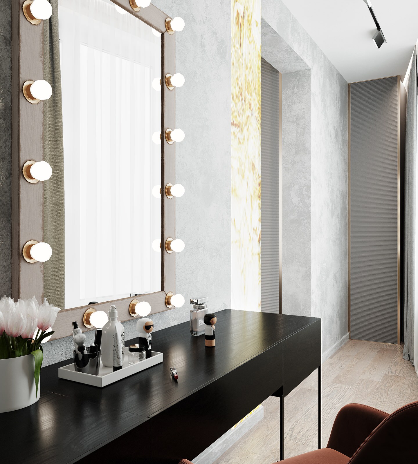 Трехкомнатная квартира для семьи из 4 человек с монохромным интерьером