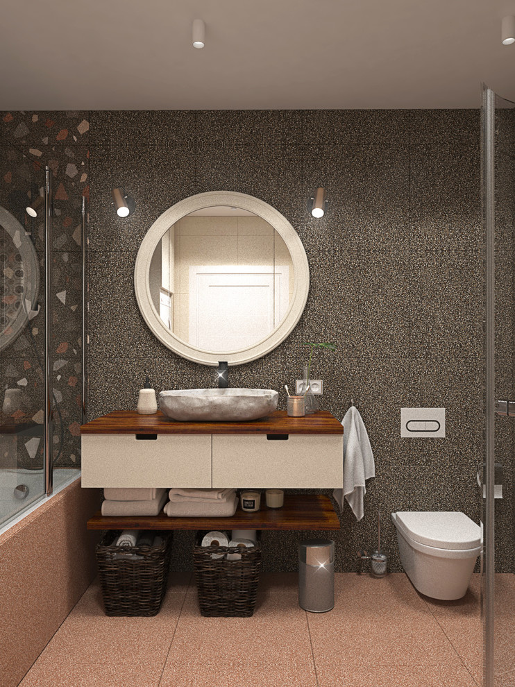 Ванная комната с контрастной плиткой