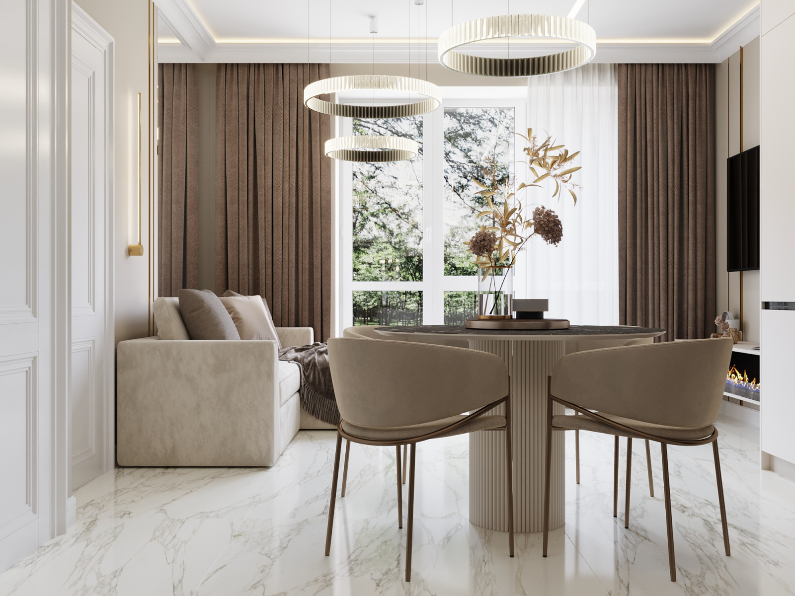 ЖК Хрустальный,гостиная-кухня