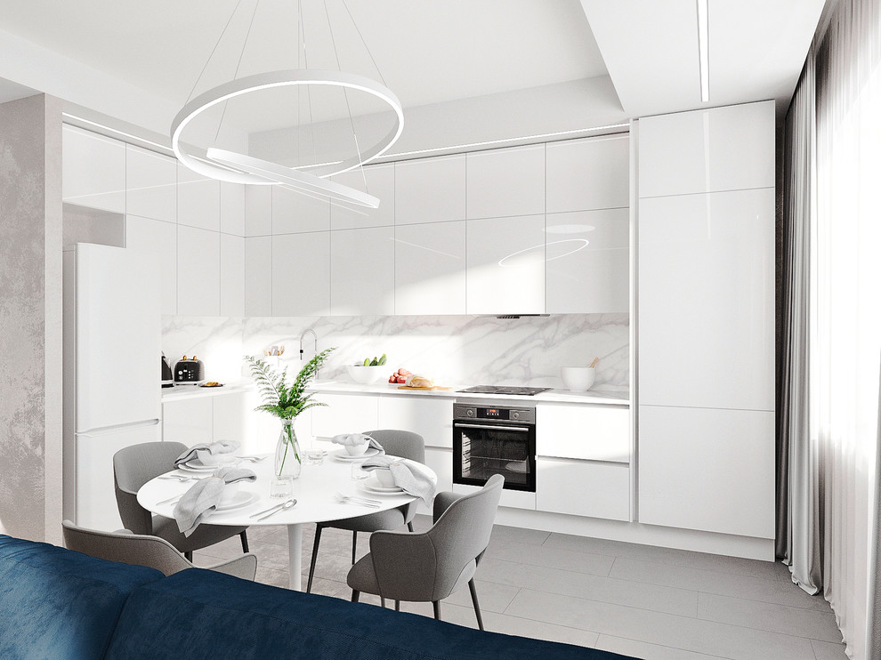 Проект для семьи из 3 человек. Кухня-гостиная