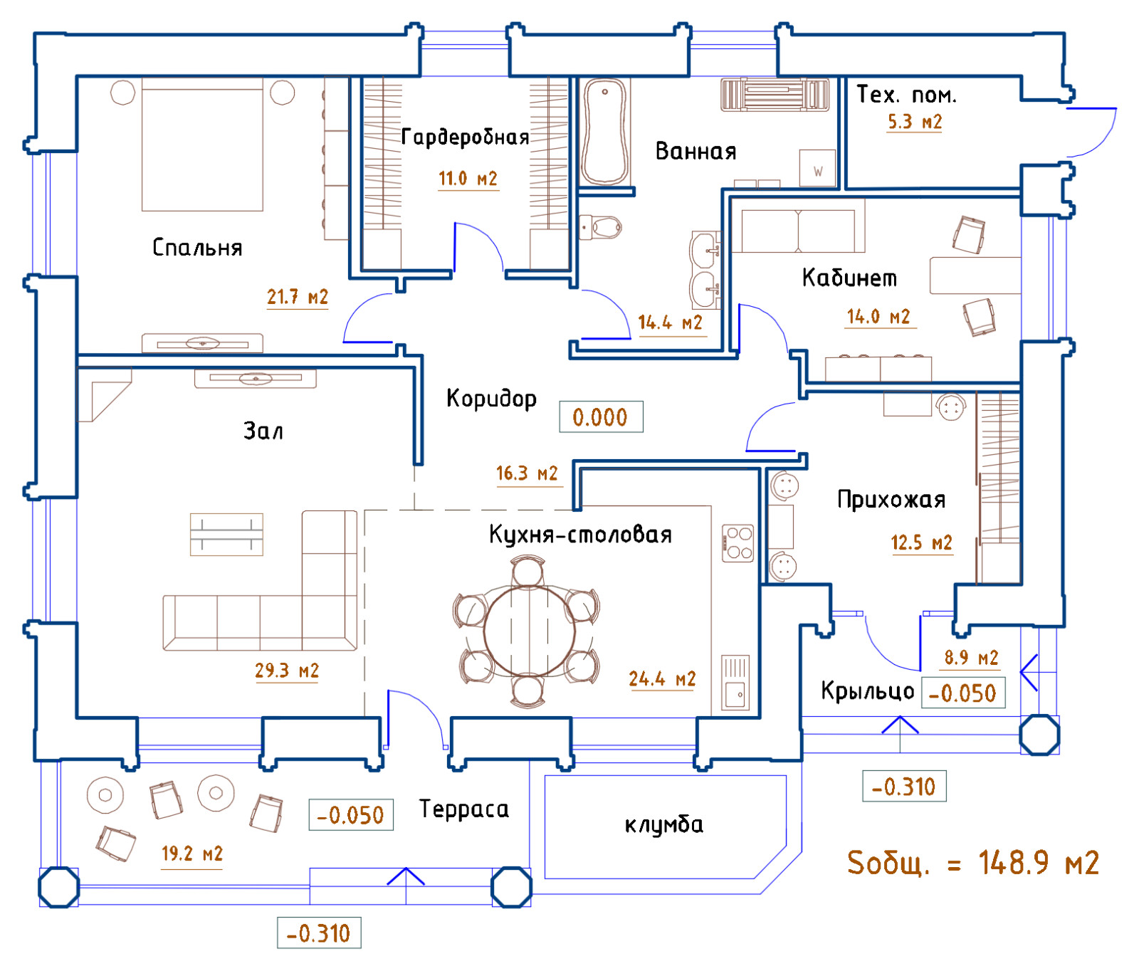 Архитектурная концепция загородного дома 100 м2 в пригороде г.Артема