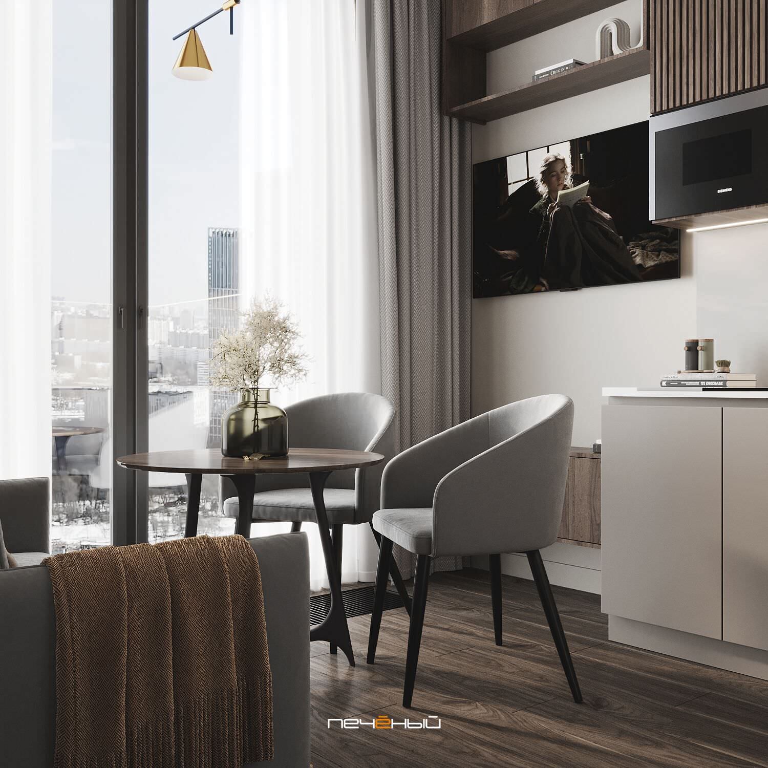 2024 Дизайн 3-комн. квартиры 54 м² в современном стиле, Москва, ЖК Время