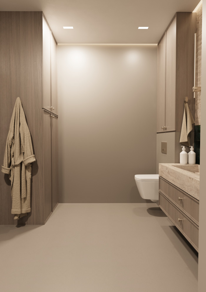 Дизайн-проект санузла микроцемент травертин