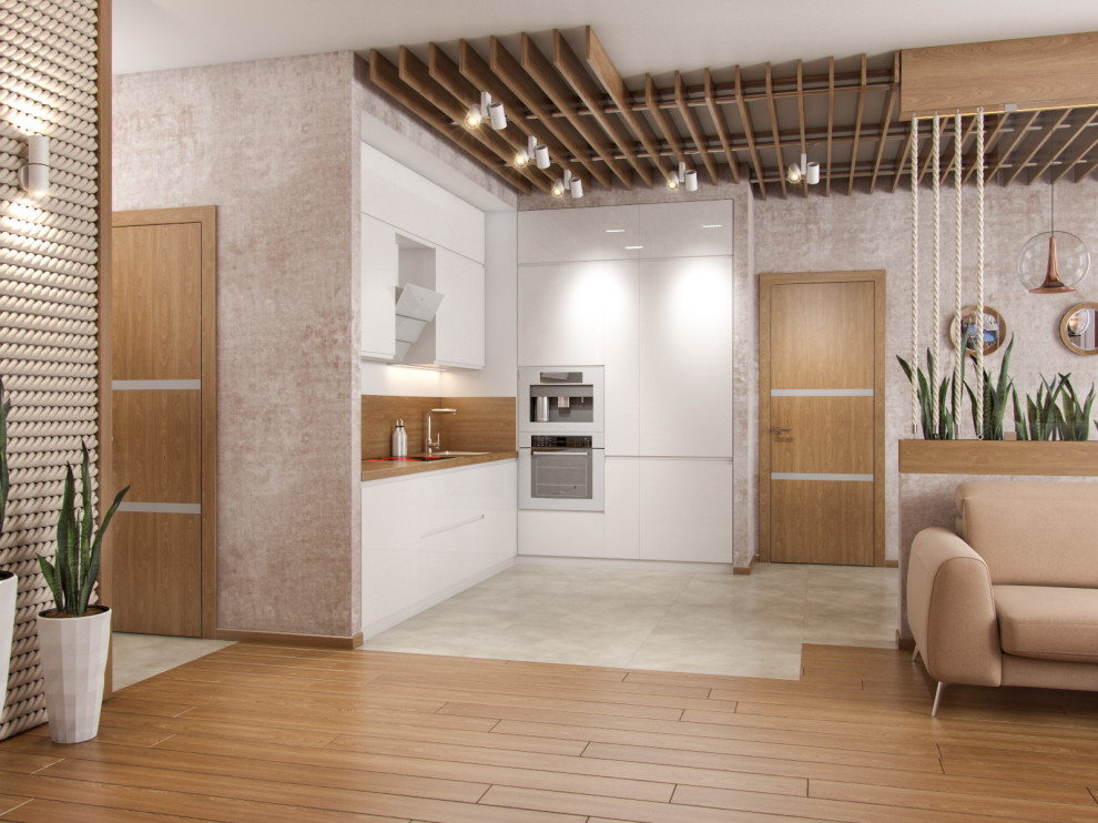 Гостиная в трехкомнатной квартире в Сочи