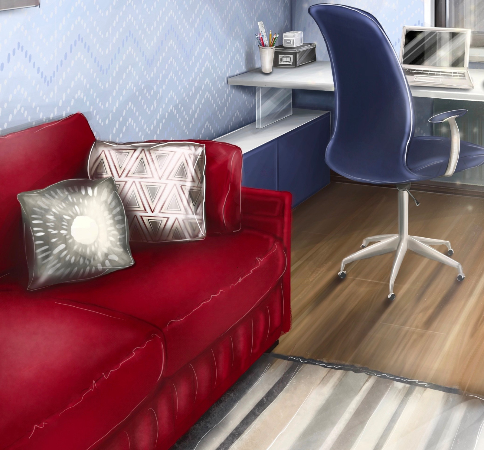 Обложка проекта: Детская для школьника с видом на питерские крыши.