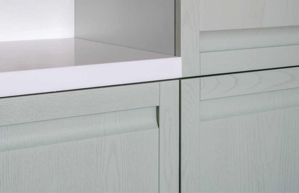 Кухня Натали из массива ясеня в цвете Авалон и Космик Латте от дизайнера