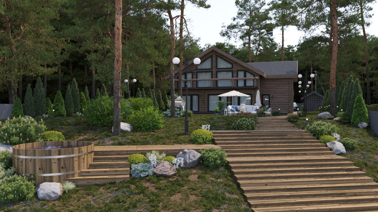 Обложка проекта: Дом для большой семьи с коммерческой баней