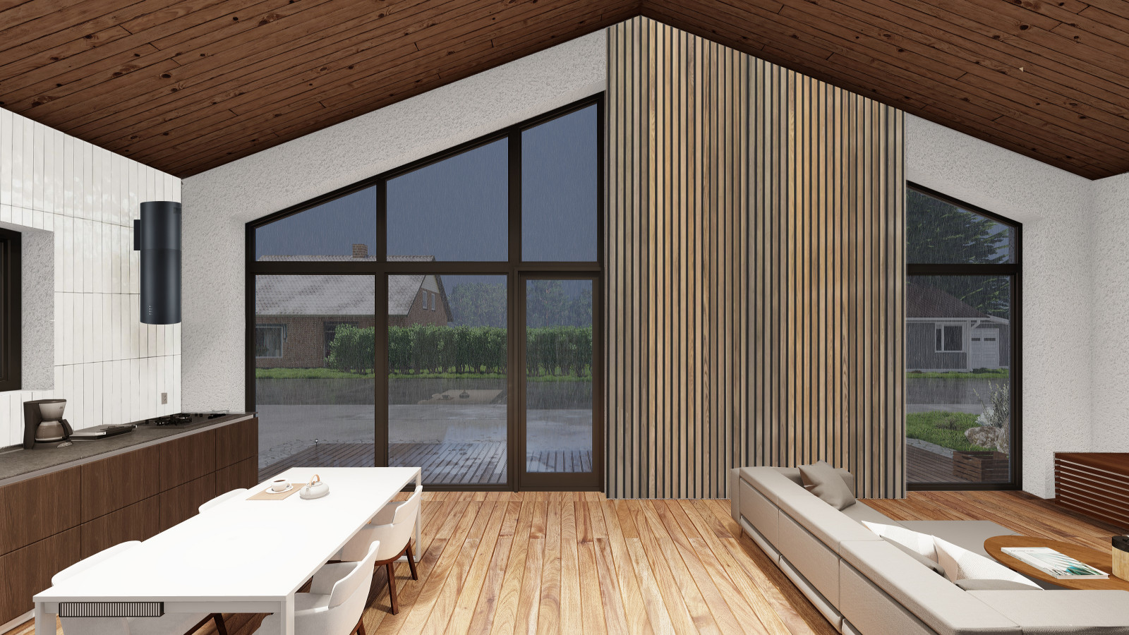 Одноэтажный дом с кухней-гостиной, вторым светом, кабинетом и двумя спальнями