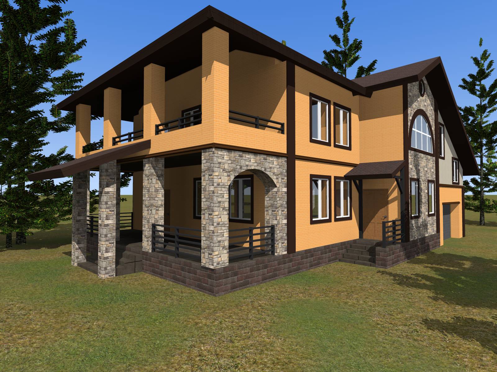 Проект переделки фасада из желтого кирпича