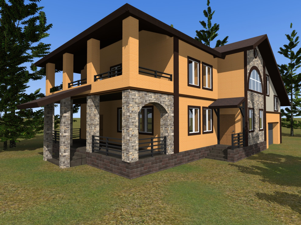 Проект переделки фасада из желтого кирпича