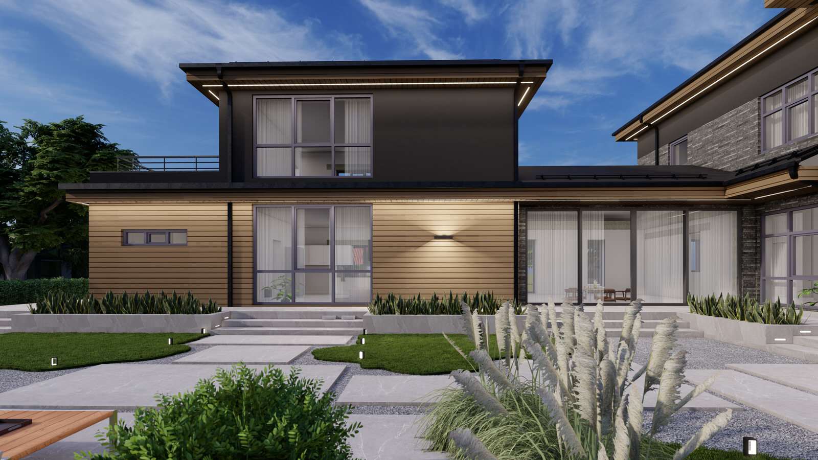 Современный дом с баней и террасой