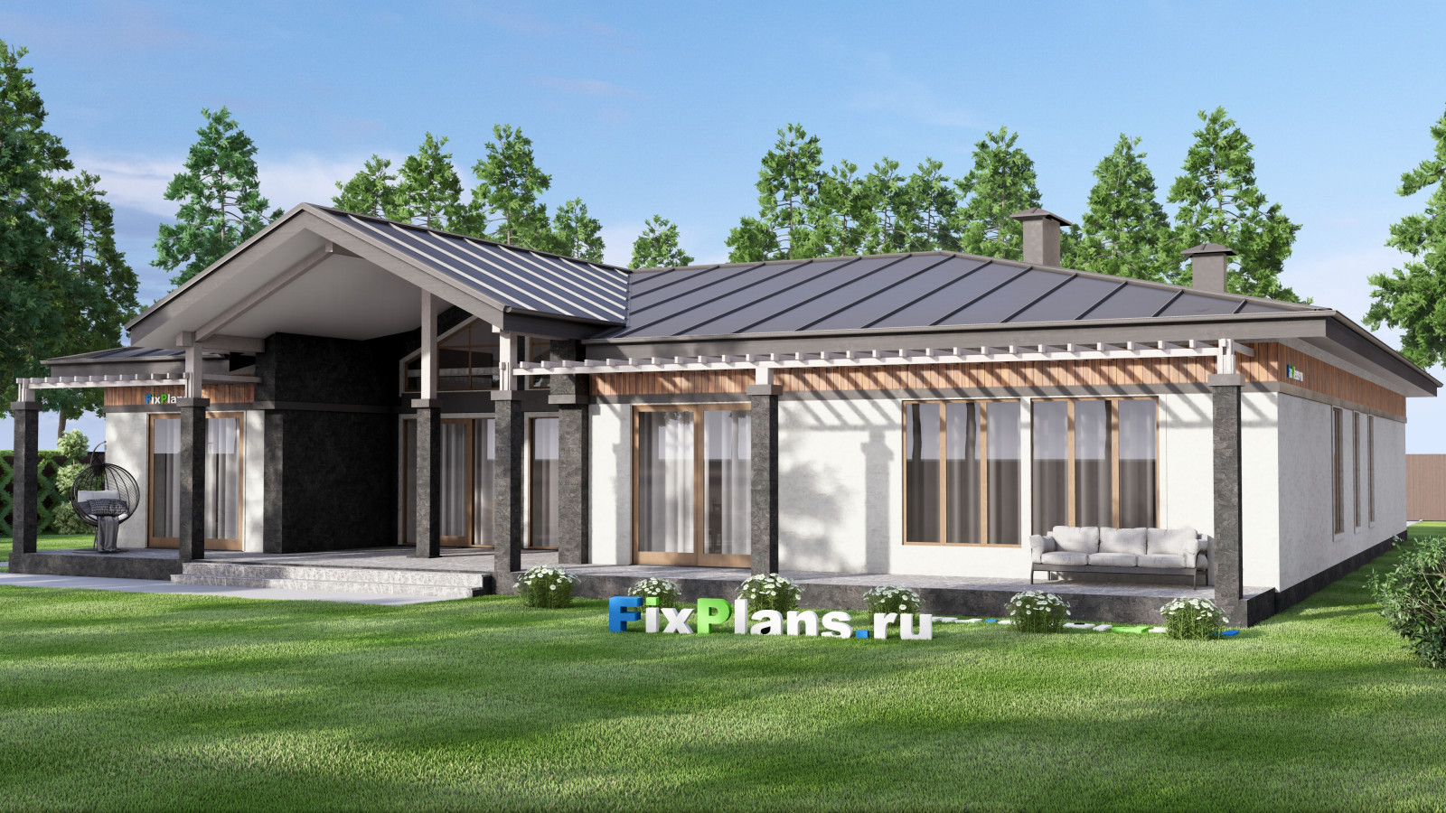 Проект одноэтажного дома 25х23м S393м2 F-15281