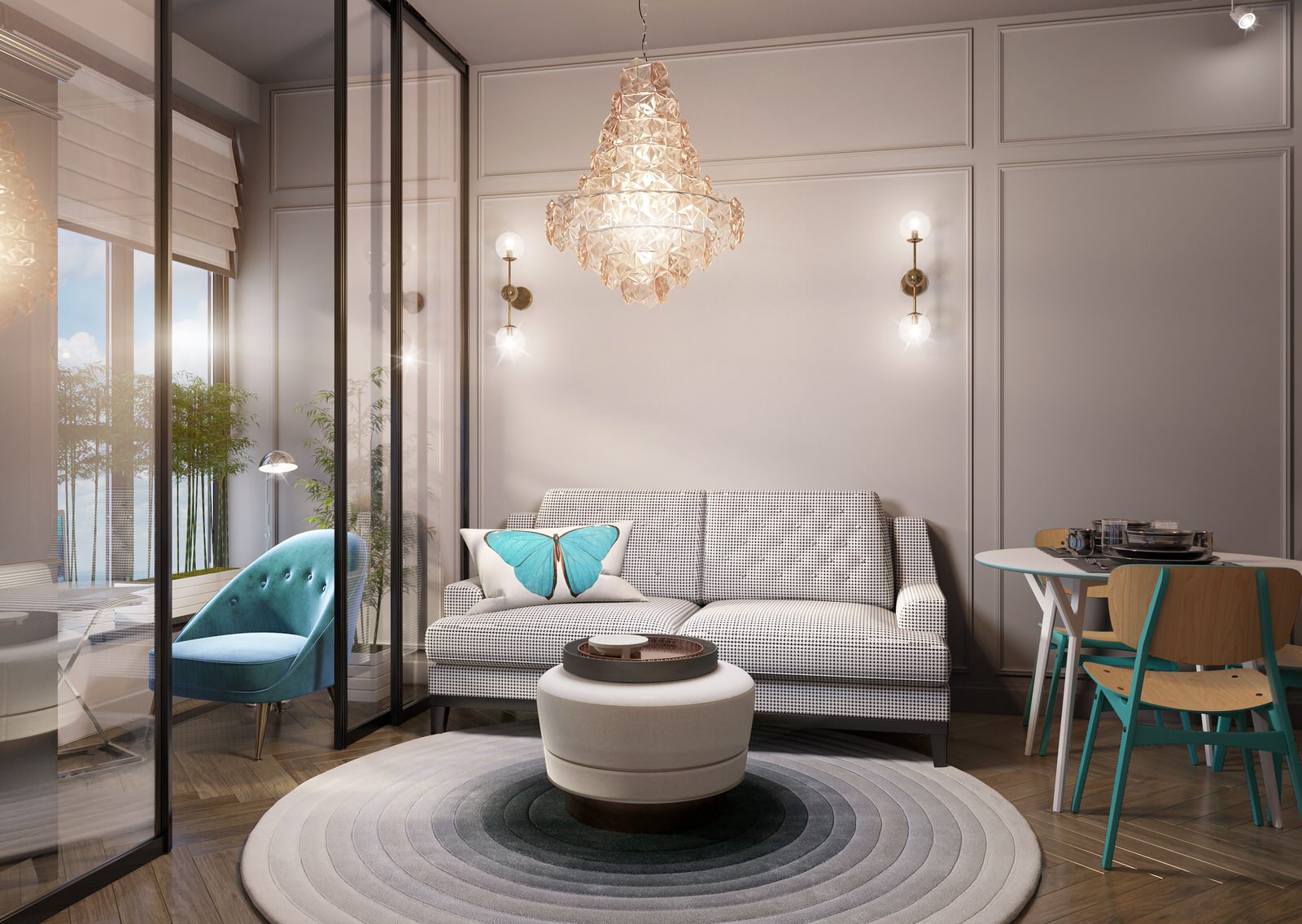 Interior design of a residential flat in The housing complex "Dynasty" at Moscow