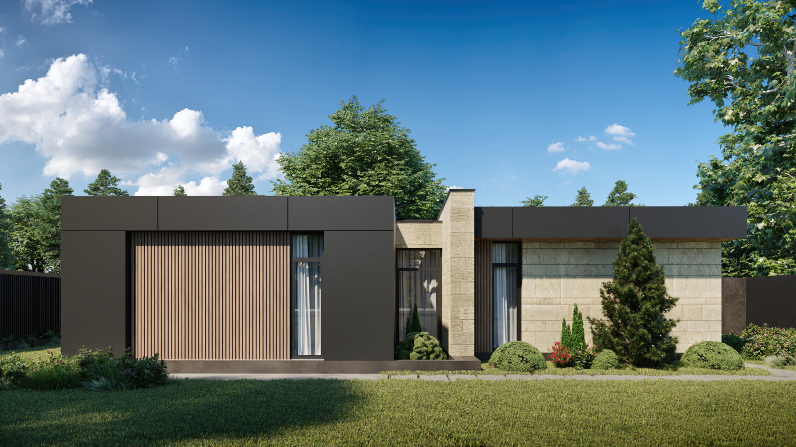 Проект одноэтажного индивидуального жилого дома. МО, Одинцовский р-н, д. Чигасов